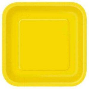 16 PRATOS QUADRADOS 18 CM AMARELO