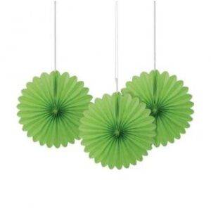 3 MINI ROSETA DECORATIVA PAPEL 6'' VERDE LIMA