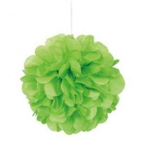 3 MINI PUFF DECORATIVO PAPEL VERDE LIMA