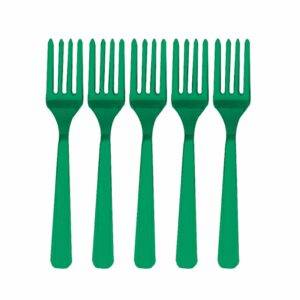10 GARFOS DE PLÁSTICO VERDE ESCURO