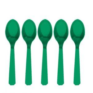 10 COLHERES DE PLÁSTICO VERDE ESCURO