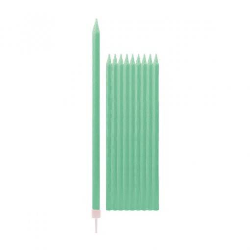 10 VELAS DE ANIVERSÁRIO RELIGHTING 15,5 CM VERDE MENTA
