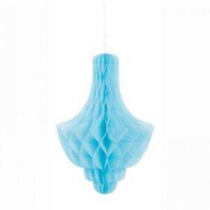 DECORAÇÃO DE PAPEL PENDENTE DIAMANTE 14'' AZUL CLARO