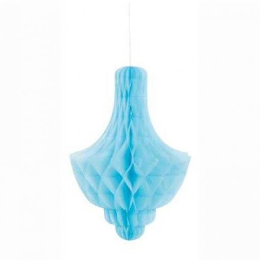 DECORAÇÃO DE PAPEL PENDENTE DIAMANTE 14'' AZUL CLARO