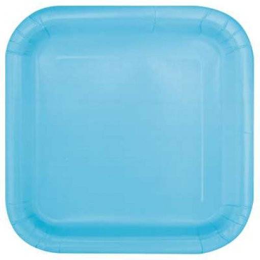 16 PRATOS QUADRADOS 18 CM AZUL CLARO