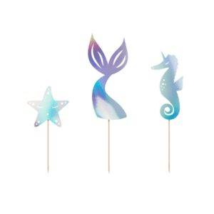 Conjunto de 3 Cake Toppers Sereia