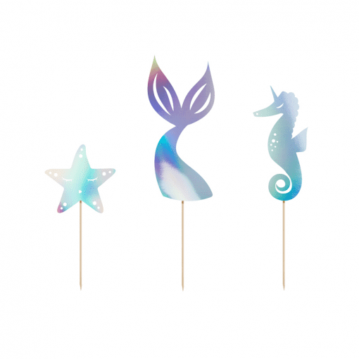 Conjunto de 3 Cake Toppers Sereia