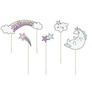 5 Cake Toppers Unicórnio
