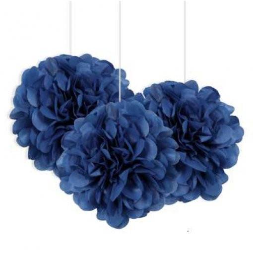 3 MINI PUFF DECORATIVO PAPEL AZUL MÉDIO