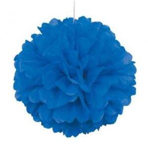 POM POM DECORATIVO PAPEL 16'' AZUL MÉDIO