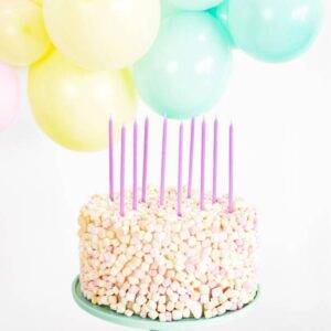 12 VELAS DE ANIVERSÁRIO 14 CM LILÁS