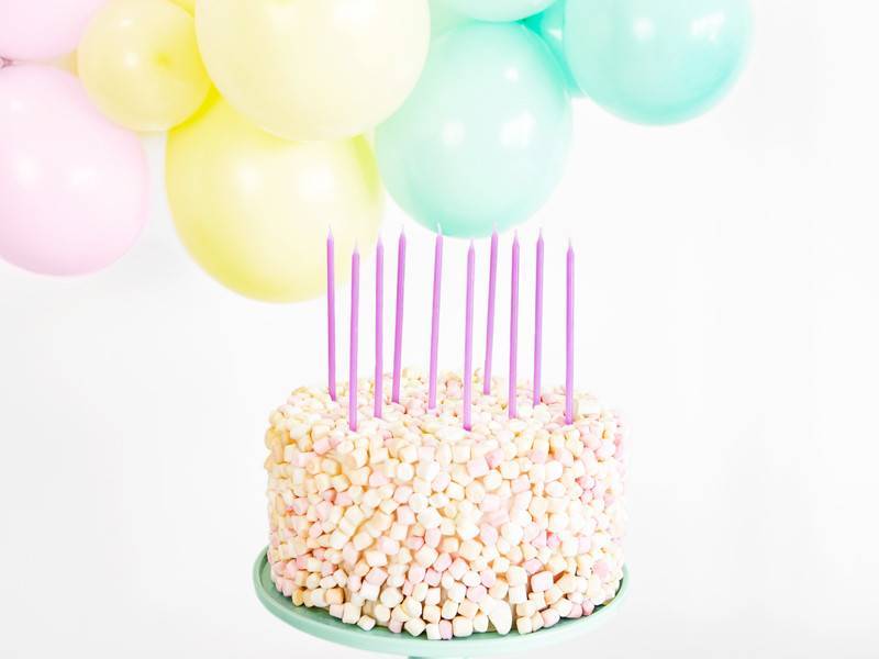 12 VELAS DE ANIVERSÁRIO 14 CM LILÁS