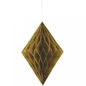 DECORAÇÃO DE PAPEL PENDENTE DIAMANTE 14'' DOURADO