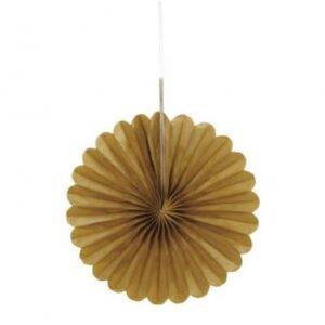 3 MINI ROSETA DECORATIVA PAPEL 6'' DOURADO