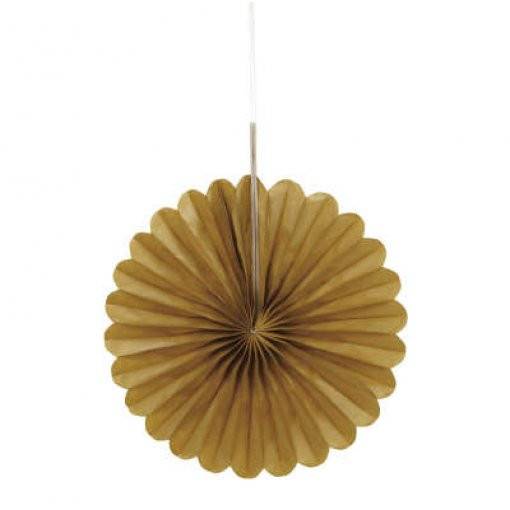 3 MINI ROSETA DECORATIVA PAPEL 6'' DOURADO