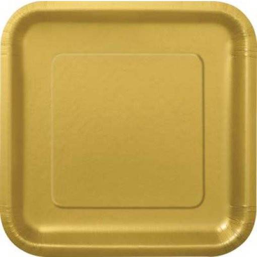 14 PRATOS QUADRADOS 23 CM DOURADO