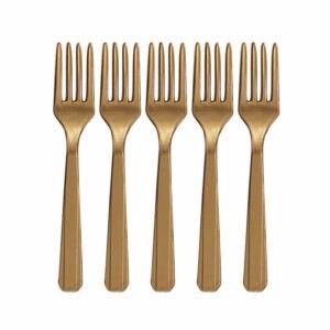 10 GARFOS DE PLÁSTICO DOURADO