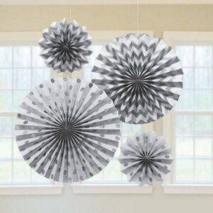 4 ROSETAS DECORATIVAS PRATEADO GLITTER
