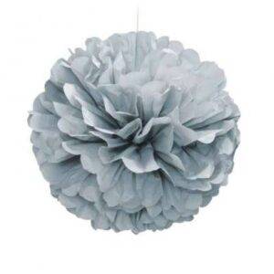 POM POM DECORATIVO PAPEL 16'' PRATEADO