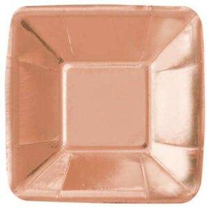 8 MINI PRATOS QUADRADOS 13 CM ROSE GOLD