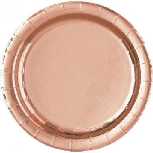 8 PRATOS 23 CM ROSE GOLD FOIL