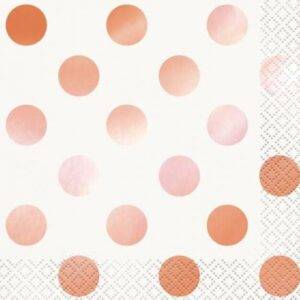 16 GUARDANAPOS 25 CM BOLAS ROSE GOLD FOIL