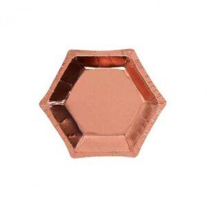 6 PRATOS 18 CM FORMA ESTRELA ROSE GOLD
