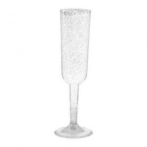 4 FLUTES DE CHAMPANHE GLITTER PRATEADO