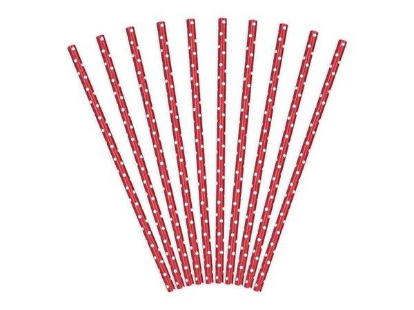 10 PALHINHAS DE PAPEL VERMELHAS COM PINTAS