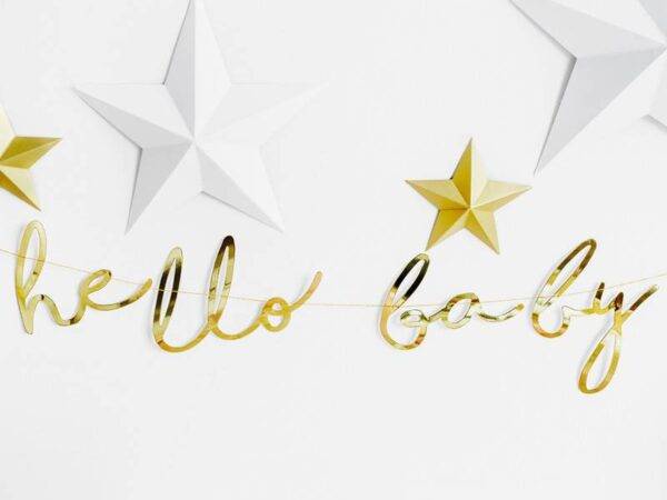 Banner Estrelinha - Hello Baby, ouro, 18x70 cm