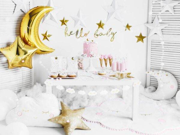 Banner Estrelinha - Hello Baby, ouro, 18x70 cm