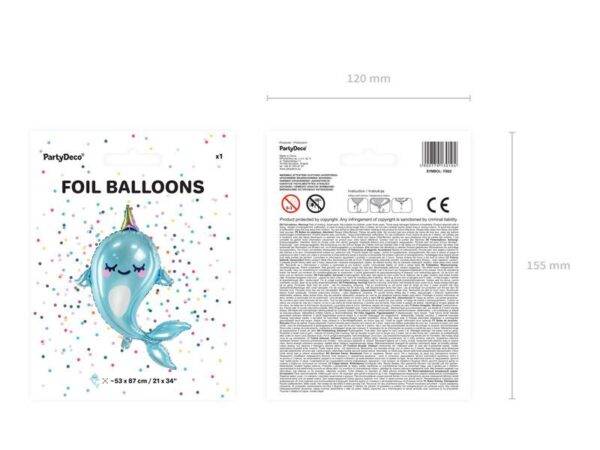 Balão de folha Narwhal, 53x87 cm,