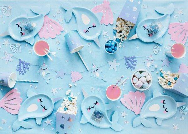 Pratos de papel Narwhal, mix, 18,5x29 cm