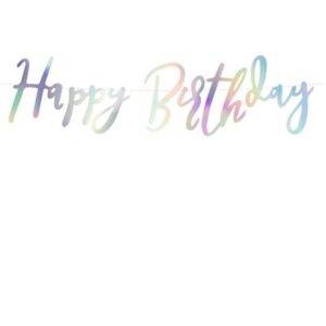 Banner Feliz Aniversário, iridescente, 16,5x62 cm