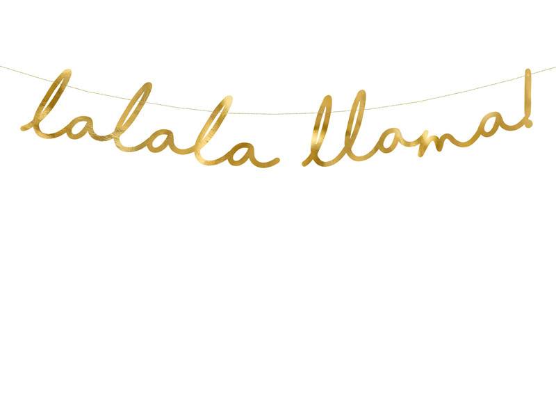 Banner Llama - Lalala Llama, ouro, 12,5 x 82 cm