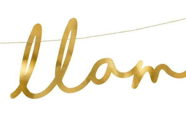 Banner Llama - Lalala Llama, ouro, 12,5 x 82 cm
