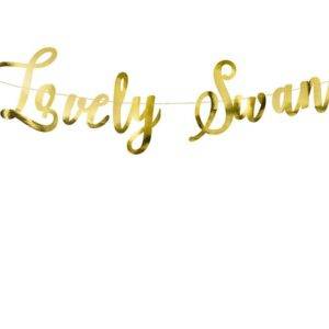 Grinalda Lovely Swan, espelho dourado, 64x21,3 cm