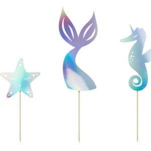 Topper de bolo Sereia, iridescente, 24,5 cm