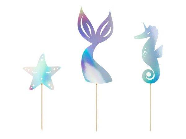 Topper de bolo Sereia, iridescente, 24,5 cm
