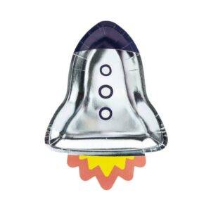 Pratos de papel Space Party - Rocket, 21,5x29,5 cm.