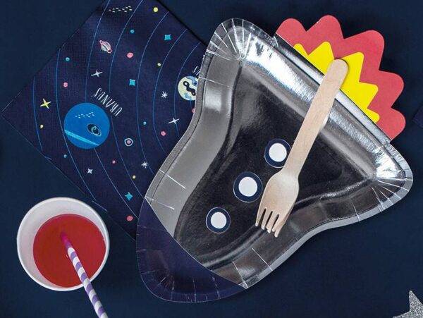 Pratos de papel Space Party - Rocket, 21,5x29,5 cm.