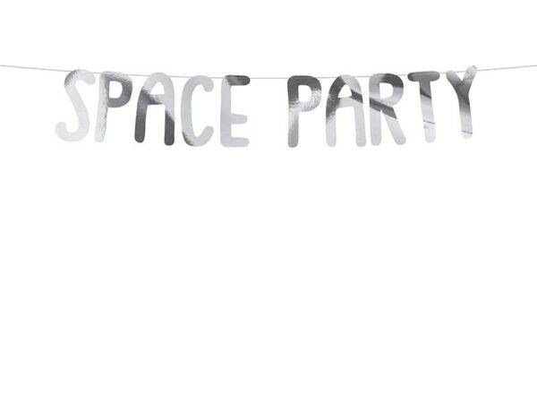 Banner Space - Space Party, prata, 13x96 cm