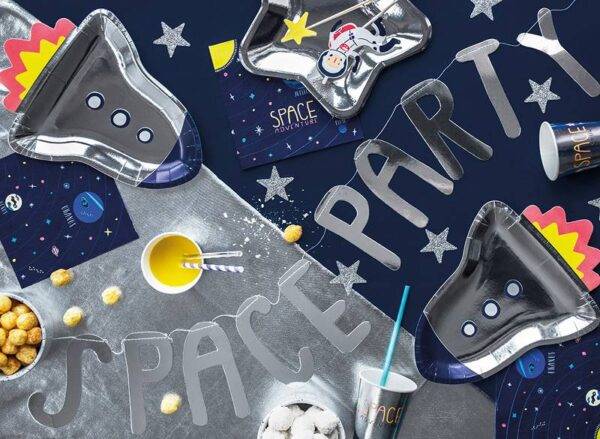 Banner Space - Space Party, prata, 13x96 cm
