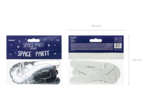 Banner Space - Space Party, prata, 13x96 cm