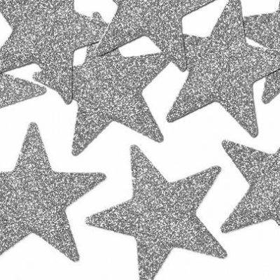 Decorações brilhantes estrela, prata, 5 cm