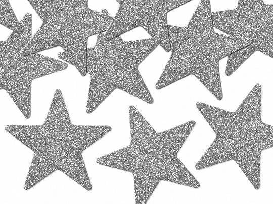 Decorações brilhantes estrela, prata, 5 cm