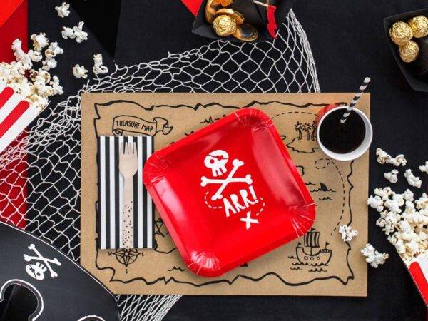 Festa dos Piratas de Pratos, vermelho, 20x20 cm