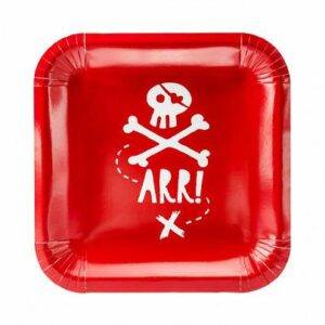 Festa dos Piratas de Pratos, vermelho, 20x20 cm