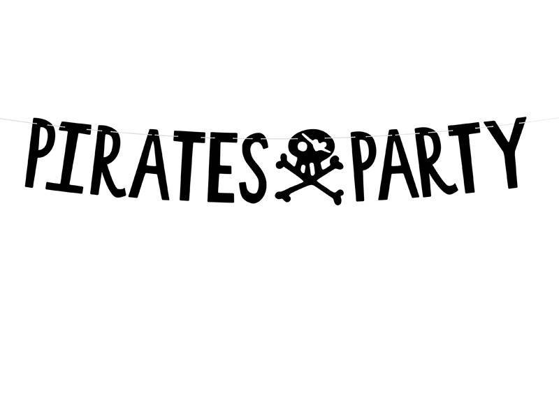 Banner Pirates Party, preto, 14x100 cm