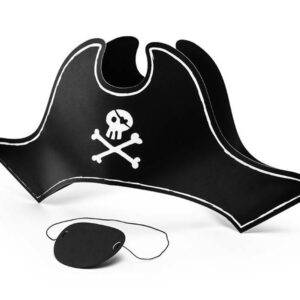 Chapéu e tapa-olho de pirata, 14 cm
